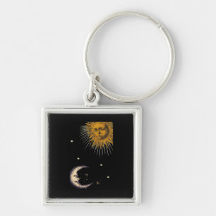 Das Design von Sonne und Mond der 90er Jahre Schlüsselanhänger