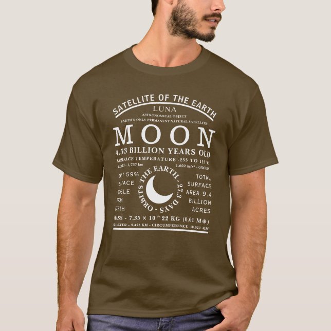 Das detaillierte Astronomiesymbol des Mondes T-Shirt (Vorderseite)