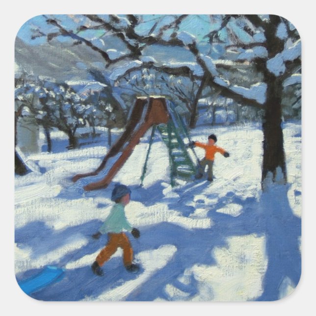 Das Dia im Winter Bourg St Moritz Quadratischer Aufkleber (Vorderseite)