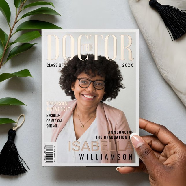 Das Doktor-Magazin "Trendy Doctor Graduate Foto" Folieneinladung (The Doctor Trendy Doctor Graduate Photo Magazine Foil Invitation)