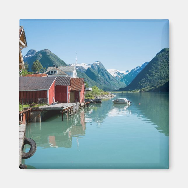 Das Dorf Fjærland und Fjord, norwegischer Magnet (Vorne)