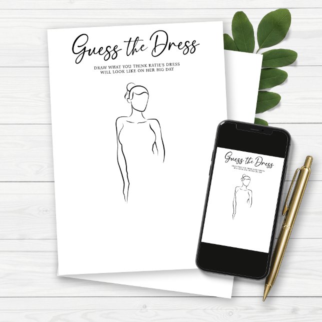 Das Dress Brautparty Party Game gezeichnet Einladung (Draw the Dress Bridal Shower Party Game)