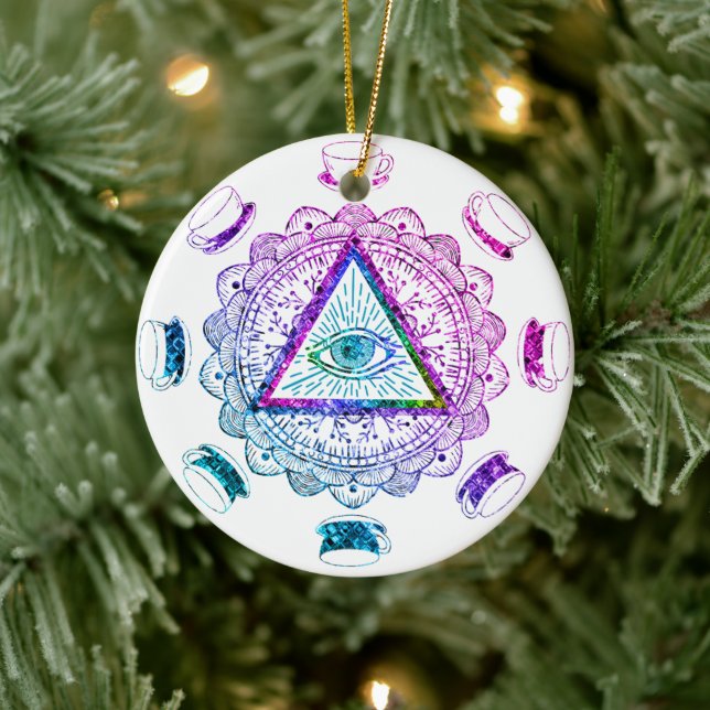 Das dritte Auge sieht den Augapfel-Cup Keramik Ornament (Baum)