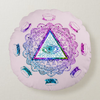 Das dritte Auge sieht den Augapfel-Cup Rundes Kissen