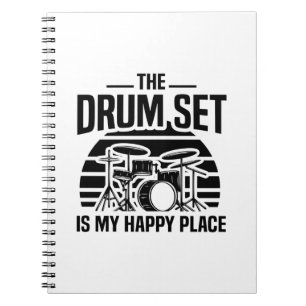 Das Drum Set ist mein glücklicher Ort   Drummer Gi Notizblock