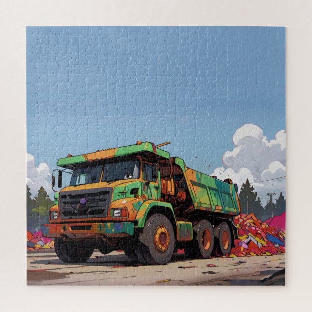 Das Dumping der Steine - Big-Rig Haul Truck Puzzle (Vertikal)
