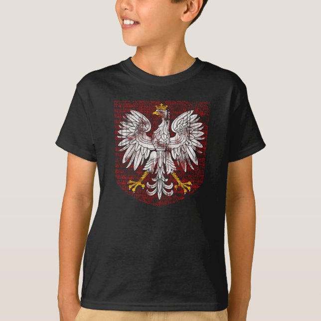 Das dunkle Shirt der polnische Adler-Kinder (Vorderseite)