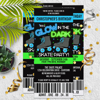 Das dunkle Skaten-Party glühen Einladung