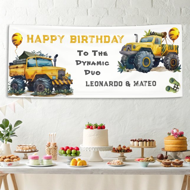 Das dynamische Due Safari Monster Truck Twins Part Banner (Von Creator hochgeladen)