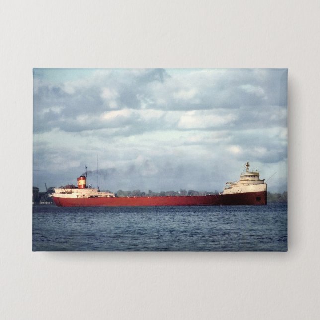 Das Edmund Fitzgerald Vintage Great Lakes Schiff Button (Vorderseite)