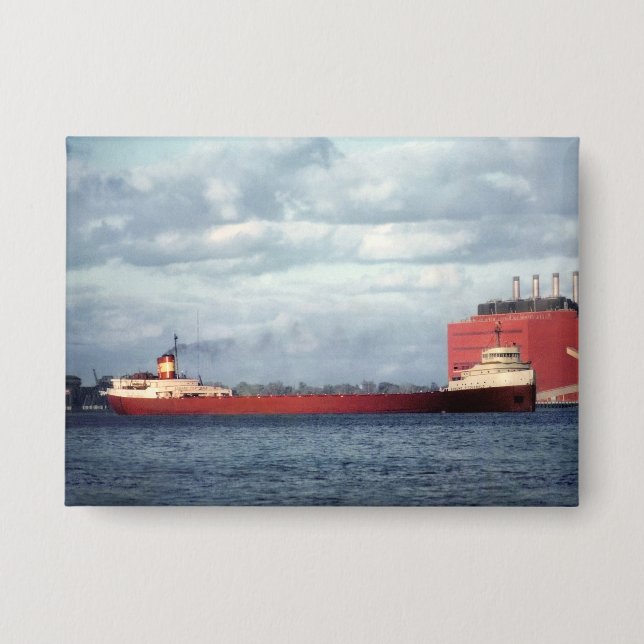 Das Edmund Fitzgerald Vintage Great Lakes Schiff Button (Vorderseite)