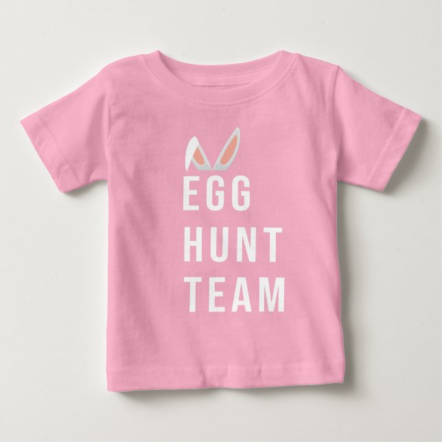 Das Ei-Jagdteam Ostern, Er ist zu Ostern aufgestan Baby T-shirt (Vorderseite)