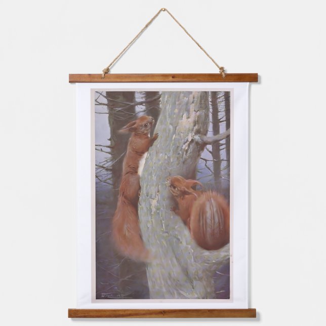 DAS EICHHÖRNCHEN (Sciurus vulgaris) Wandteppich Mit Holzrahmen (Vorderseite)