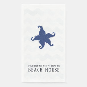 Das einfache Blau und Weiß Beach House Serviette