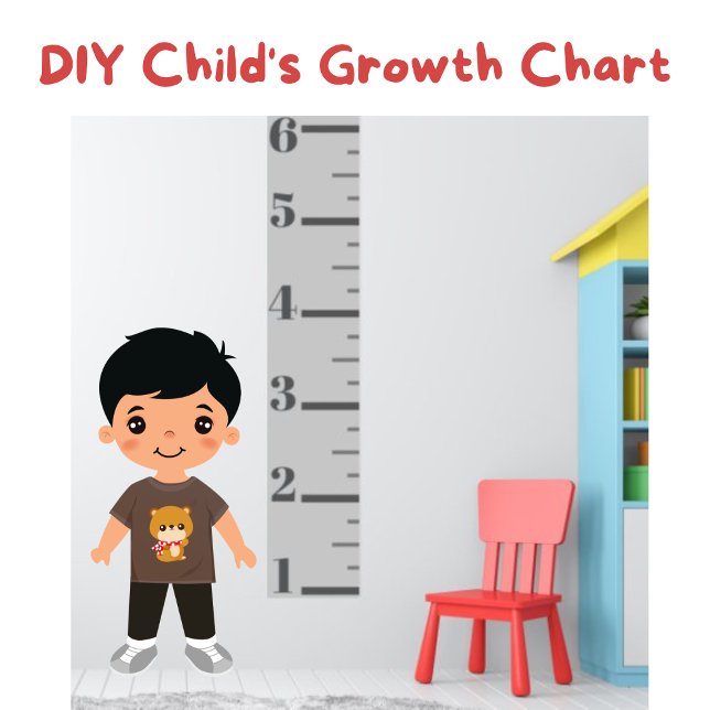 Das einfache Gray Child's Growth Chart Poster (Simple shades of gray 1 to 6 foot ruler for your growing child.)