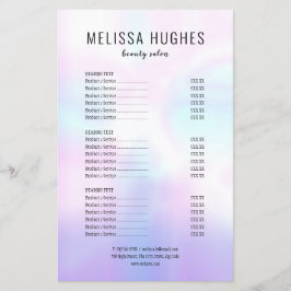 Das einfache, moderne Salon Service Menü