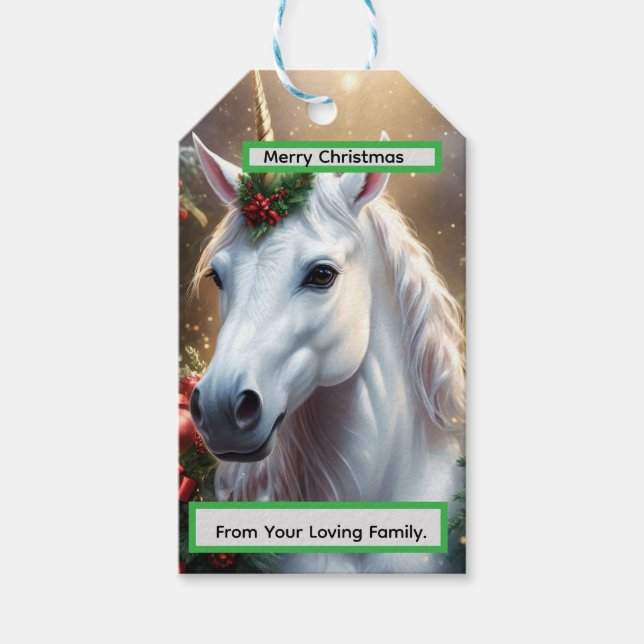 „Das Einhorn des Noel“ Geschenkanhänger (Vorderseite)