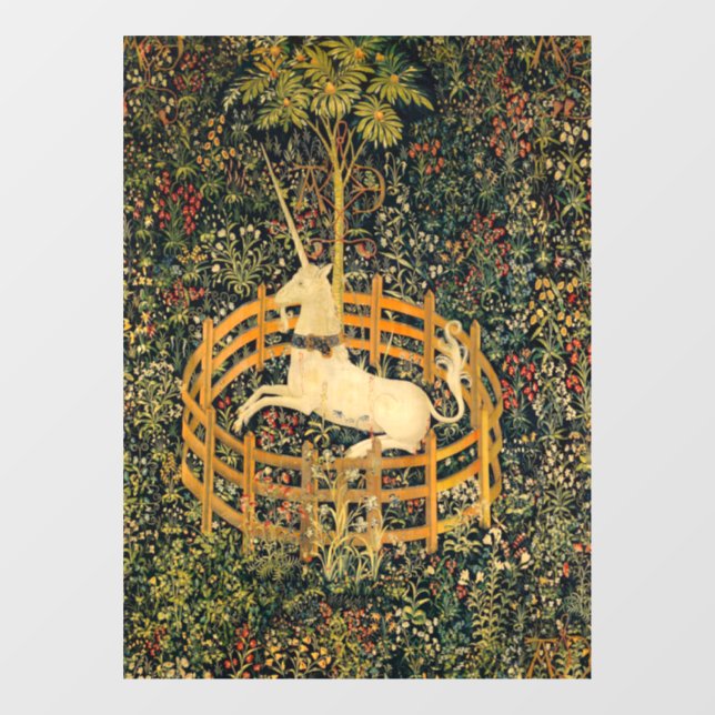 Das Einhorn in Gefangenschaft Fensteraufkleber (Blatt)