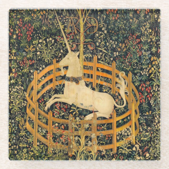 Das Einhorn in Gefangenschaft Glasuntersetzer (Vorderseite)