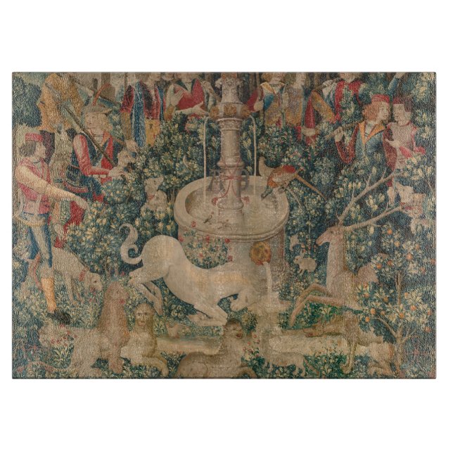 Das Einhorn ist gefunden, mittelalterliche Tapest Schneidebrett (Vorderseite)