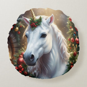 „Das Einhorn von Noel“ Rundes Kissen
