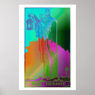 Das Einsiedler-Tarot-Karten-psychedelische Plakat