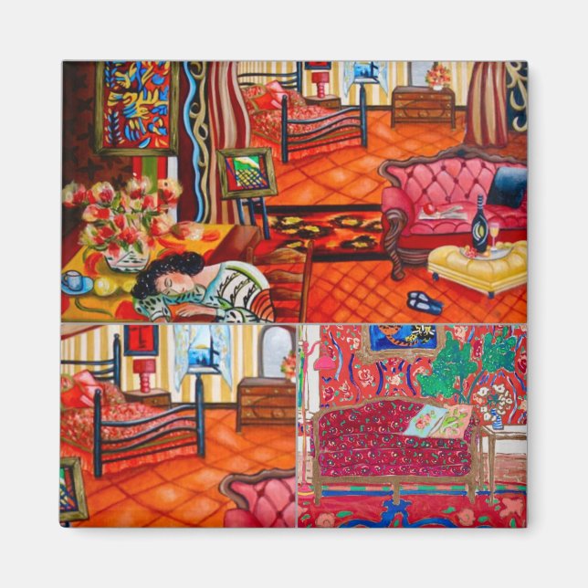 Das einzigartige farbenfrohe Zuhause-Design in Mat Magnet (Vorne)