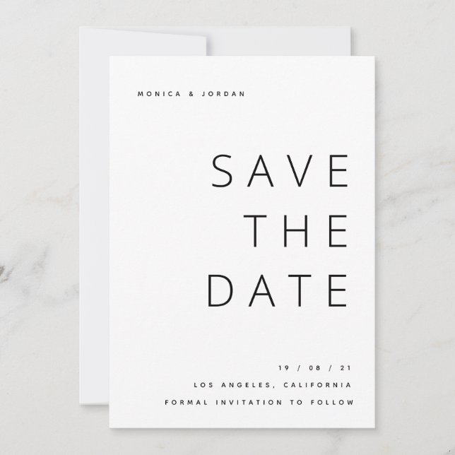 Das elegante "Date"-Minimalismus rette Save The Date (Vorderseite)