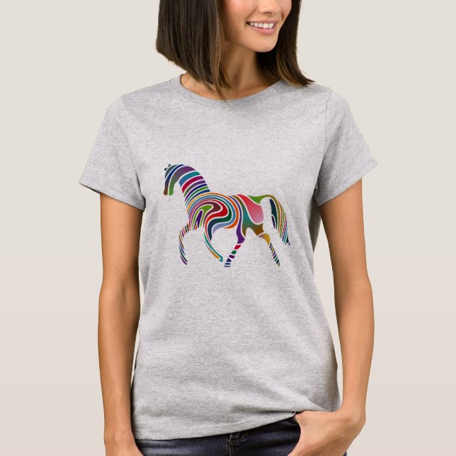 Das elegante, farbenfrohe Regenbogenpferd T-Shirt (Vorderseite)