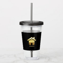Das elegante Gold House Symbol Real Anwesen Design Acryltrinkbecher