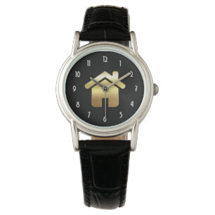 Das elegante Gold House Symbol Real Anwesen Design Armbanduhr
