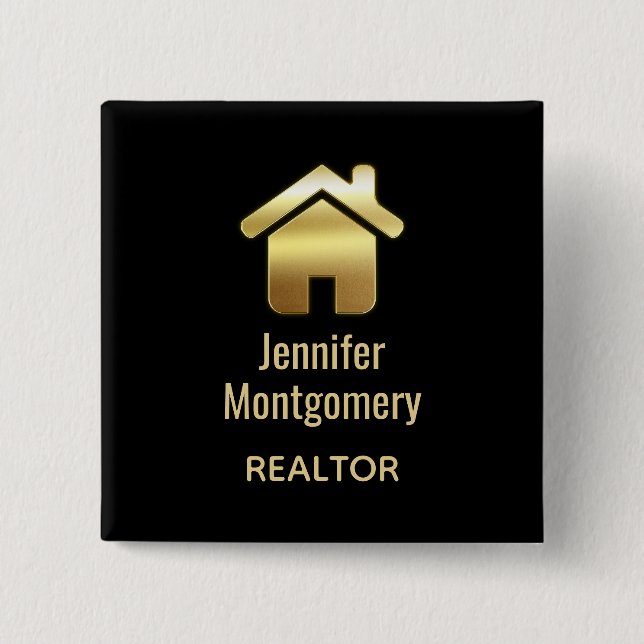 Das elegante Gold House Symbol Real Anwesen Design Button (Vorderseite)
