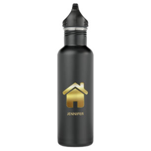 Das elegante Gold House Symbol Real Anwesen Design Edelstahlflasche
