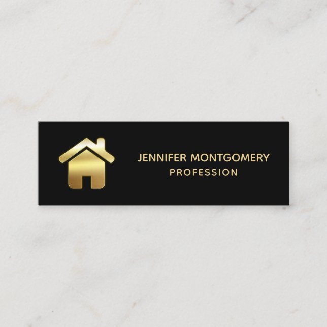 Das elegante Gold House Symbol Real Anwesen Design Mini Visitenkarte (Vorderseite)