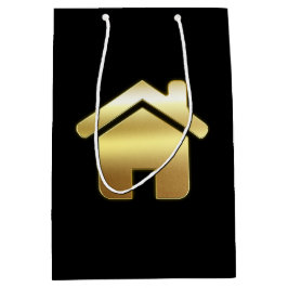 Das elegante Gold House Symbol Real Anwesen Design Mittlere Geschenktüte