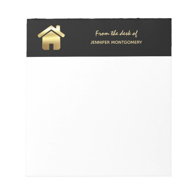 Das elegante Gold House Symbol Real Anwesen Design Notizblock (Vorderseite)