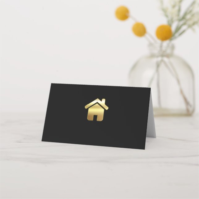 Das elegante Gold House Symbol Real Anwesen Design Platzkarte (Vorderseite)
