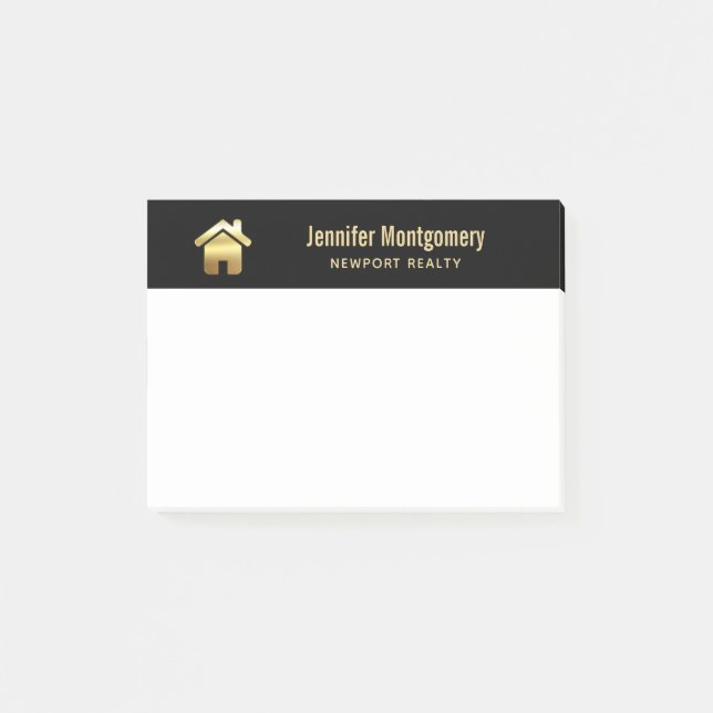 Das elegante Gold House Symbol Real Anwesen Design Post-it Klebezettel (Vorderseite)