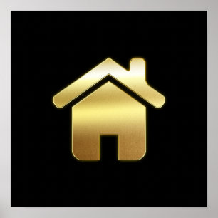 Das elegante Gold House Symbol Real Anwesen Design Poster
