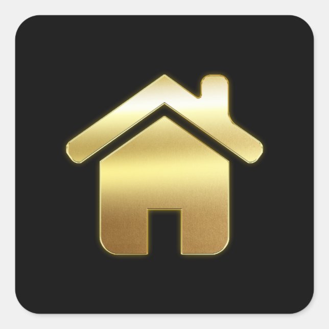 Das elegante Gold House Symbol Real Anwesen Design Quadratischer Aufkleber (Vorderseite)