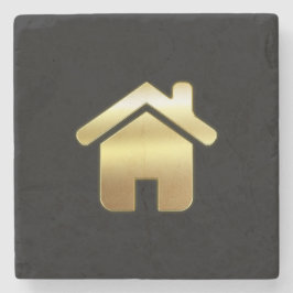 Das elegante Gold House Symbol Real Anwesen Design Steinuntersetzer