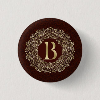 Das elegante Letter-B-Monogramm Gold und Red Damas Button