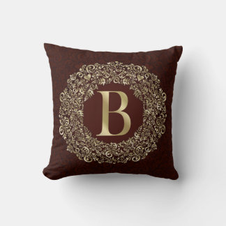 Das elegante Letter-B-Monogramm Gold und Red Damas Kissen