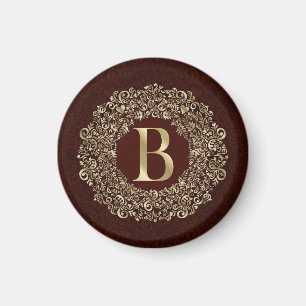 Das elegante Letter-B-Monogramm Gold und Red Damas Magnet