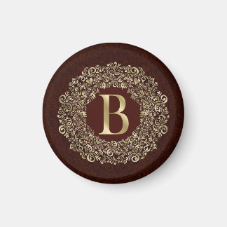 Das elegante Letter-B-Monogramm Gold und Red Damas Magnet