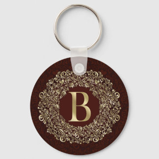 Das elegante Letter-B-Monogramm Gold und Red Damas Schlüsselanhänger