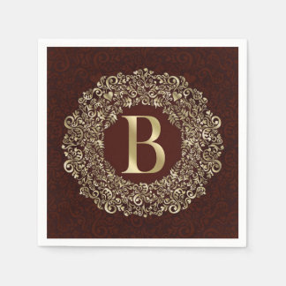 Das elegante Letter-B-Monogramm Gold und Red Damas Serviette