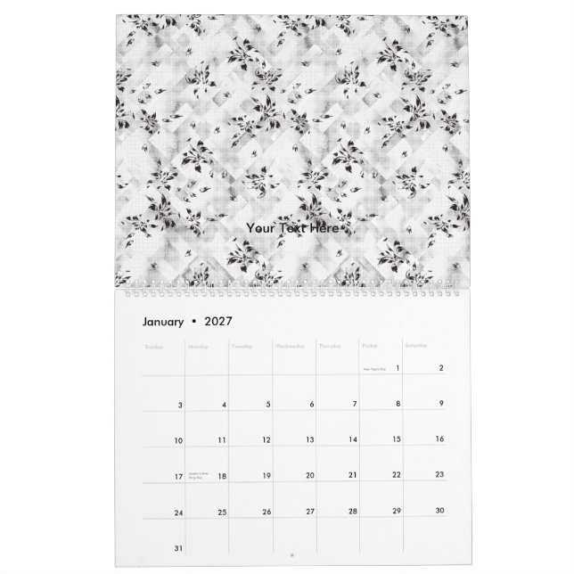 Das elegante Schwarz-Weiß-Design mit Stil Kalender (Jan 2027)