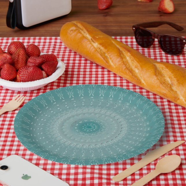 Das elegante Sea Blue Mandala Pappteller (Picknick)