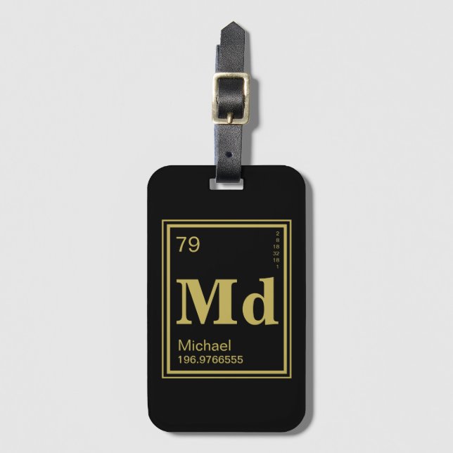 Das Element von Ihnen! Name-Gold periodisch Gepäckanhänger (Vorderseite Vertikal)